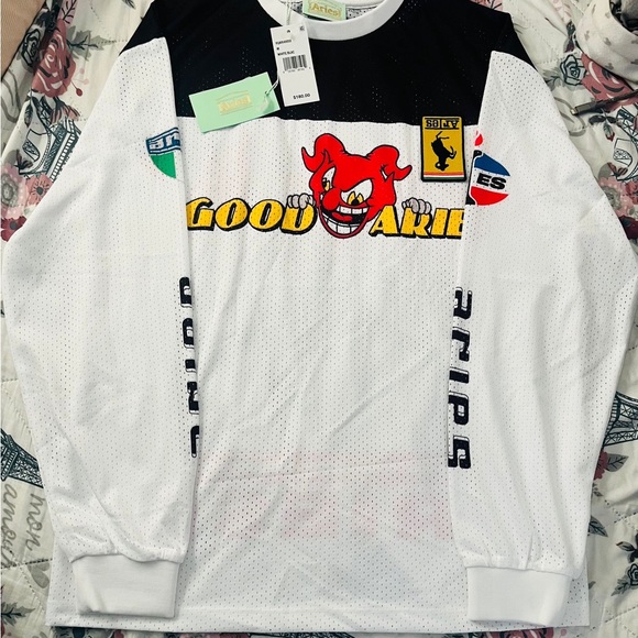 Good Ares White and Black Long Sleeve Tee - Picture 1 of 4